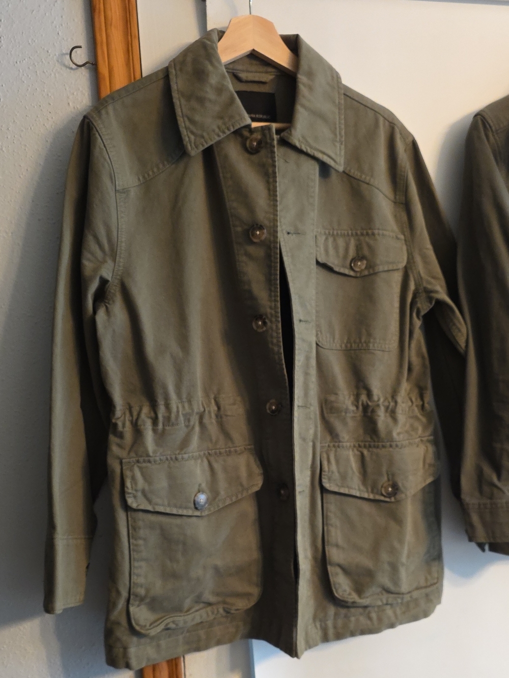 Banana Republic Green Cotton Field Jacket With Interior Pockets